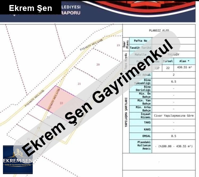 paşaköy mahallesi̇ 2.5 kat i̇marli 430 m2 arsa