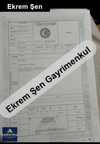 köylü köyünde sahibinden satılık tarla