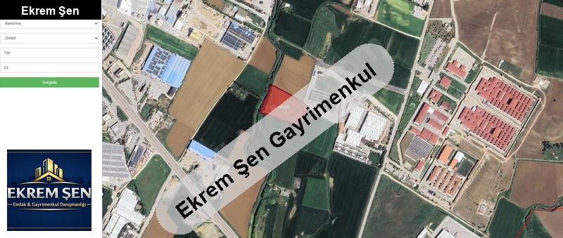 bandırma ömerli satılık 10.697 m2 sanayi i̇mar planlı arsa