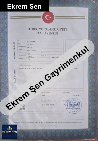 balikesi̇r pamukcu ci̇nge mh . vi̇lla i̇marli 500m2 arsa