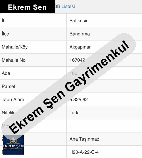 yola sıfır 5.3 dönüm tarla