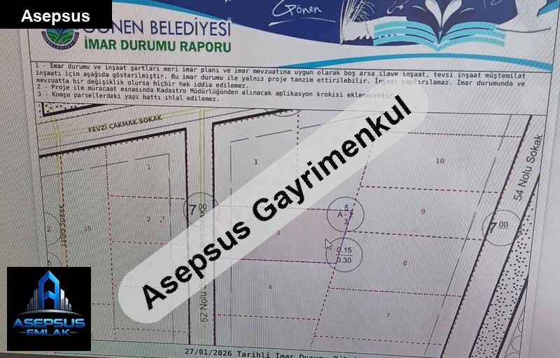 Asepsus Emlak'tan  çifteçeşmeler mh. 'sinde satılık arsa