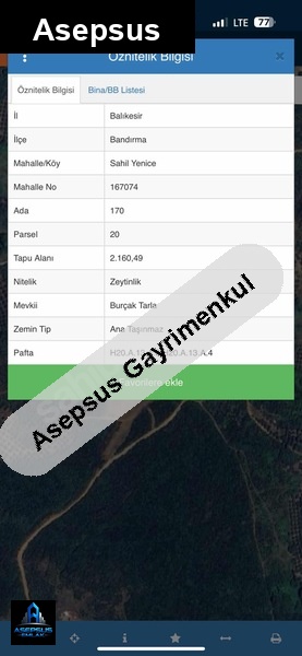 Asepsus Emlak'tan  yenice mh. 'sinde satılık arsa