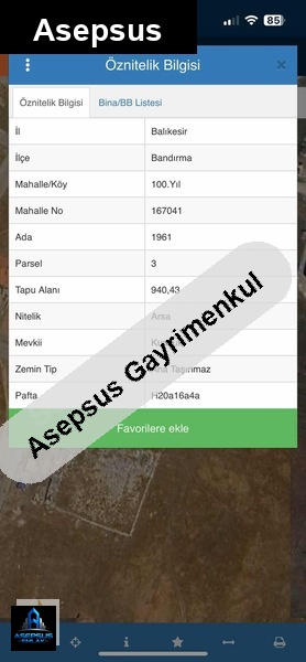 Asepsus Emlak'tan  100. yıl mh. 'sinde satılık arsa