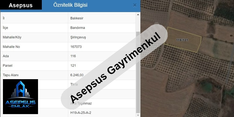 Asepsus Emlak'tan  şirinçavuş mh. 'sinde satılık arsa