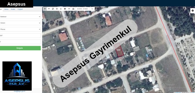 Asepsus Emlak'tan  plevne mah. 'sinde satılık arsa