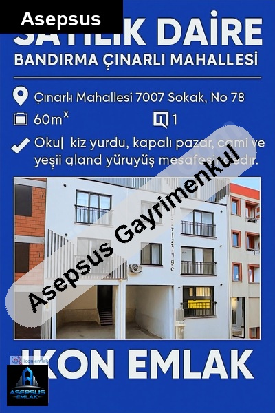 Asepsus Emlak'tan 1+1 çınarlı mh. 'sinde satılık daire