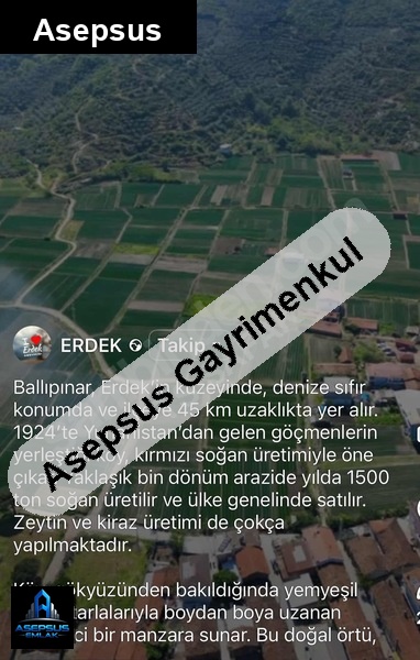 Asepsus Emlak'tan  ballıpınar mh. 'sinde satılık arsa