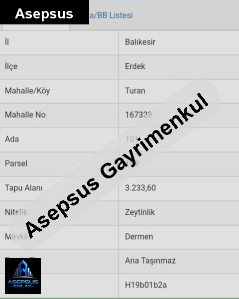 Asepsus Emlak'tan  turan mh. 'sinde satılık arsa