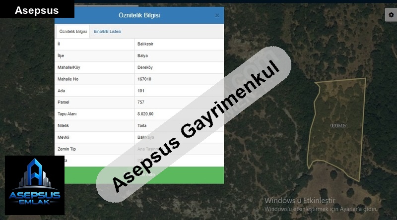 Asepsus Emlak'tan  dereköy mh. 'sinde satılık arsa