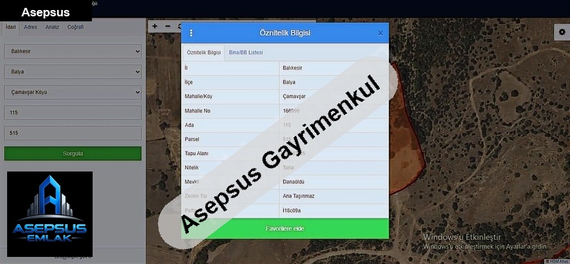 Asepsus Emlak'tan  çamavşar mh. 'sinde satılık arsa