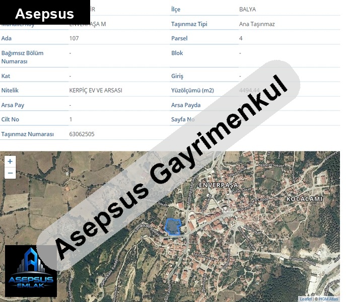 Asepsus Emlak'tan  enverpaşa mh. 'sinde satılık arsa