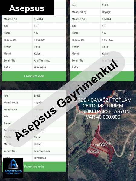 Asepsus Emlak'tan  şahinburgaz mh. 'sinde satılık arsa