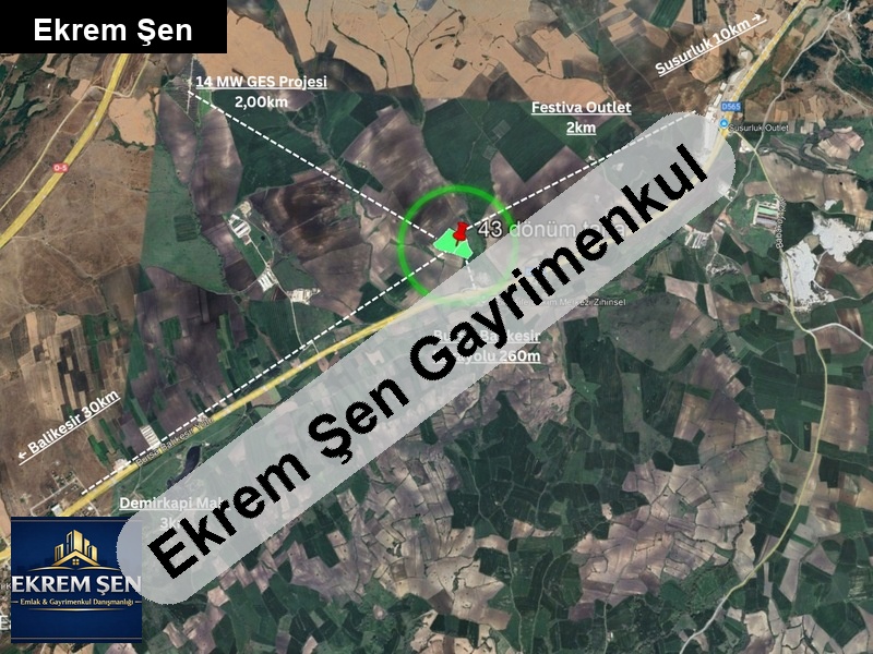 sahibinden - 43 dönüm düz tarla - bursa balikesir yoluna 260m