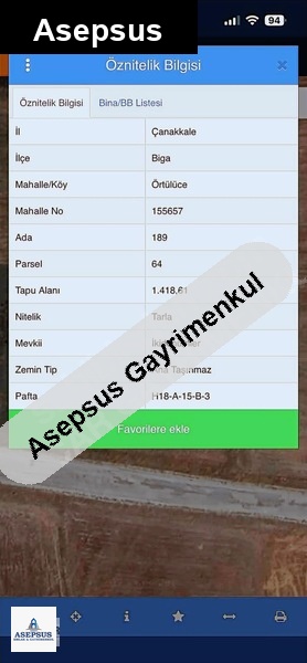 Asepsus Emlak'tan 3+1 örtülüce köyü 'sinde satılık arsa