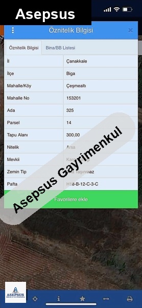 Asepsus Emlak'tan 3+1 çeşmealtı köyü 'sinde satılık arsa