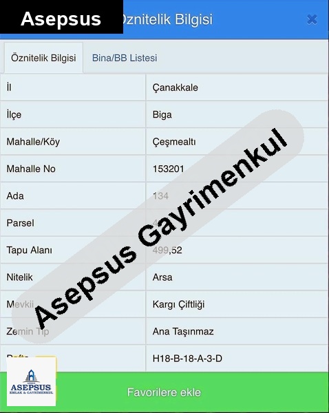 Asepsus Emlak'tan 3+1 çeşmealtı köyü 'sinde satılık arsa