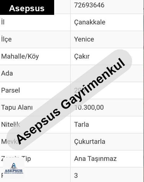 Asepsus Emlak'tan 3+1 çakır köyü 'sinde satılık arsa