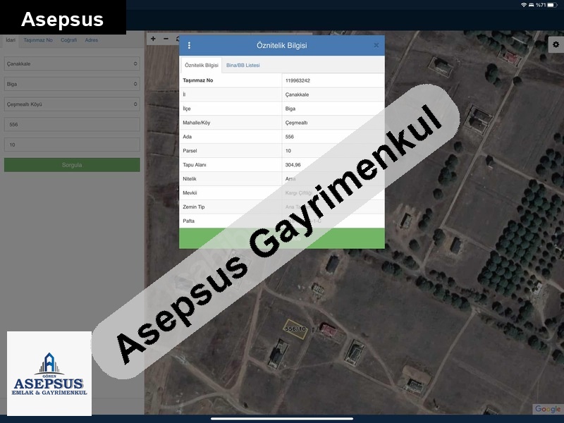 Asepsus Emlak'tan 3+1 çeşmealtı köyü 'sinde satılık arsa