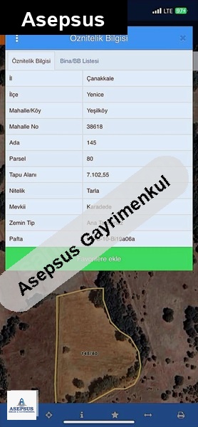 Asepsus Emlak'tan 3+1 yeşilköy köyü 'sinde satılık arsa