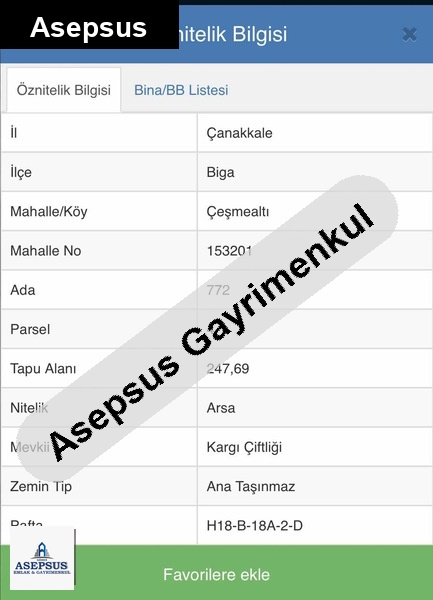 Asepsus Emlak'tan 3+1 çeşmealtı köyü 'sinde satılık arsa