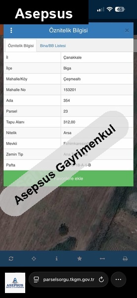 Asepsus Emlak'tan 3+1 çeşmealtı köyü 'sinde satılık arsa