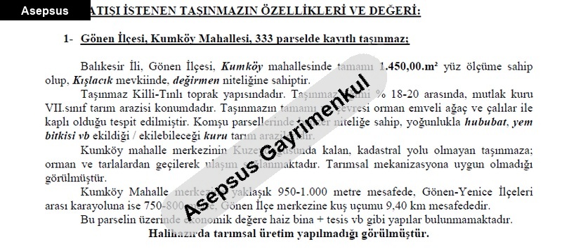 İNDİRİMDE! Gönen Kumköy’de Dere Kenarı Değirmen Arsası