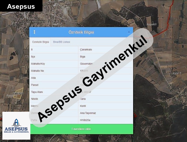 Asepsus Emlak'tan 3+1 güvemalan köyü 'sinde satılık arsa