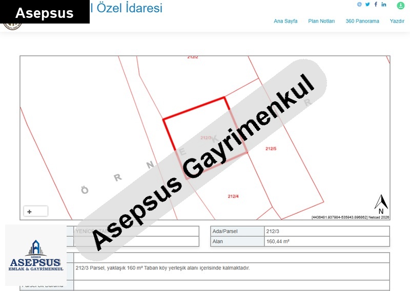 Asepsus Emlak'tan 3+1 taban köyü 'sinde satılık arsa