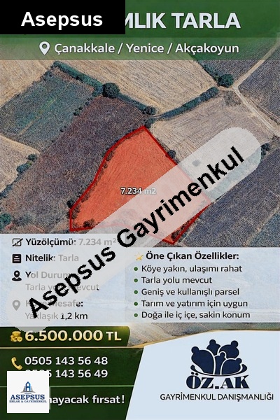 Asepsus Emlak'tan 3+1 akçakoyun köyü 'sinde satılık arsa