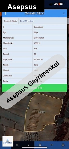 Asepsus Emlak'tan 3+1 güvemalan köyü 'sinde satılık arsa