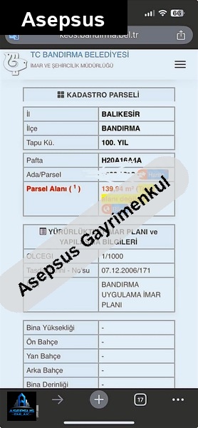 Asepsus Emlak'tan  100. yıl mh. 'sinde satılık arsa