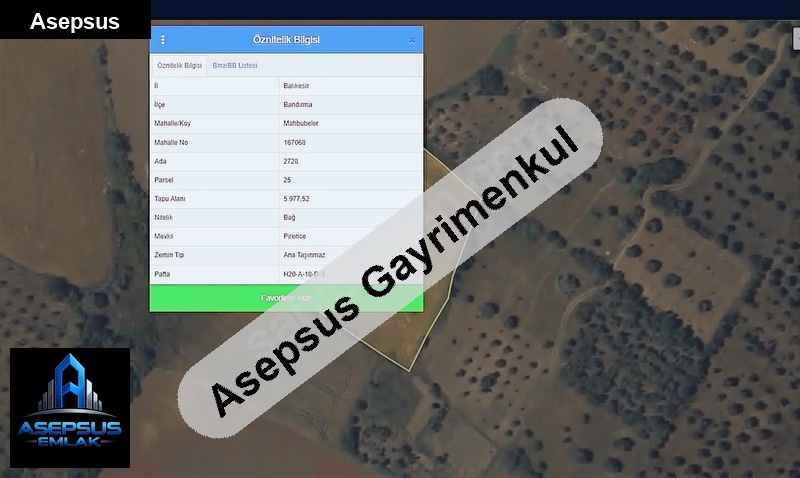 Asepsus Emlak'tan  mahbubeler mh. 'sinde satılık arsa