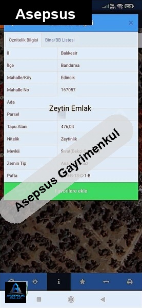 Asepsus Emlak'tan  edincik mh. 'sinde satılık arsa