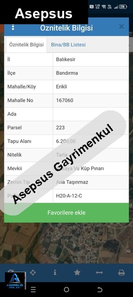 Asepsus Emlak'tan  erikli mh. 'sinde satılık arsa