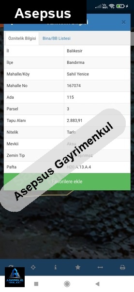 Asepsus Emlak'tan  yenice mh. 'sinde satılık arsa