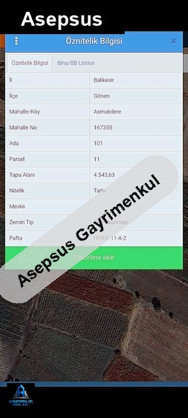 Asepsus Emlak'tan  asmalıdere mh. 'sinde satılık arsa