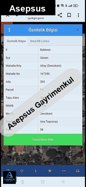 Asepsus Emlak'tan  altay mah. 'sinde satılık arsa