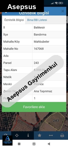 Asepsus Emlak'tan  mahbubeler mh. 'sinde satılık arsa