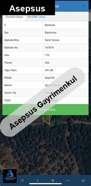 Asepsus Emlak'tan  yenice mh. 'sinde satılık arsa