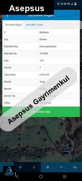 Asepsus Emlak'tan  karasukabaklar mh. 'sinde satılık arsa